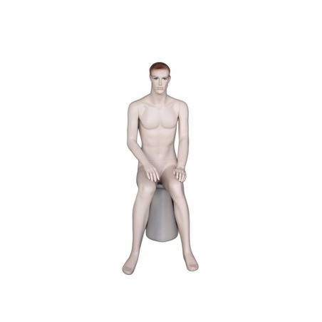 4 ft 8 in Sitting Male Mannequin Face Makeup Flesh Tone -SFM74-FT