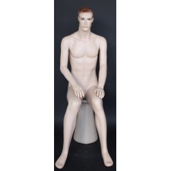 4 ft 8 in Sitting Male Mannequin Face Makeup Flesh Tone -SFM74-FT