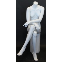 Headless Crosse Leg Sitting Female Mannequin Matte White STW049-WT