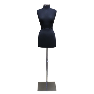 B46-BM - Size 4/6 Black Jersey Female Dress form mannequin Metal Base