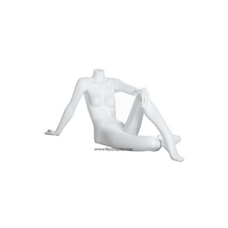 Reclining Headless Seated Female Mannequin Matte White STW029-WT