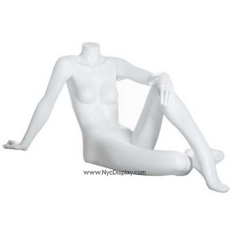 Reclining Headless Seated Female Mannequin Matte White STW029-WT