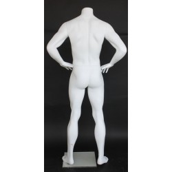 Full Body Headless Male Mannequin hand on waist Matte white STM011-WT