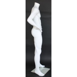 Full Body Headless Male Mannequin hand on waist Matte white STM011-WT