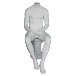 4 ft 7 in Headless Sitting Male Mannequin Matte white STM050-WT