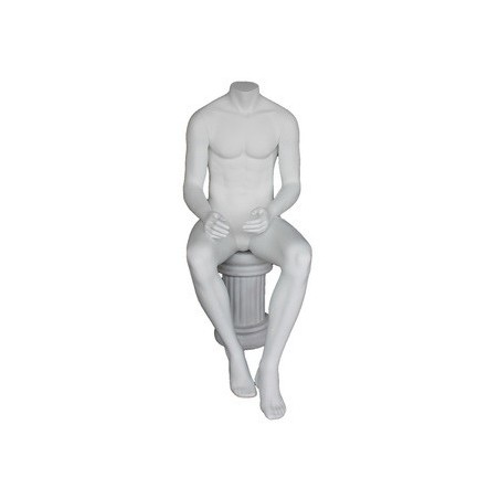 4 ft 7 in Headless Sitting Male Mannequin Matte white STM050-WT