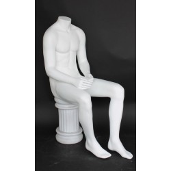 4 ft 7 in Headless Sitting Male Mannequin Matte white STM050-WT