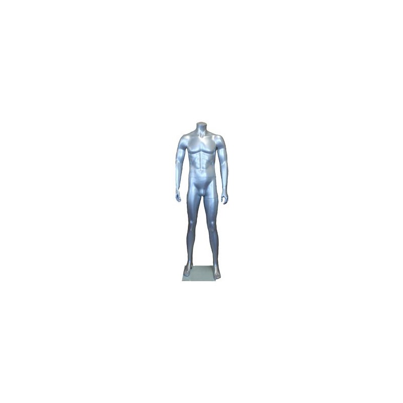 5 ft 8 in Headless Full Body Male Mannequin Matte Silver STM001-ST