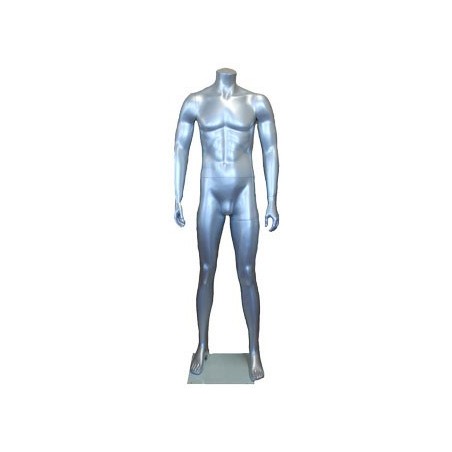 5 ft 8 in Headless Full Body Male Mannequin Matte Silver STM001-ST