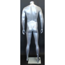 5 ft 8 in Headless Full Body Male Mannequin Matte Silver STM001-ST