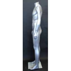 5 ft 8 in Headless Full Body Male Mannequin Matte Silver STM001-ST