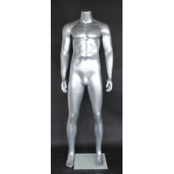 5 ft 9 in Headless Full Body Male Mannequin Matte Silver STM051-ST