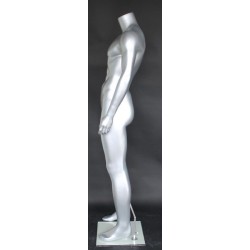 5 ft 9 in Headless Full Body Male Mannequin Matte Silver STM051-ST