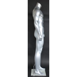 5 ft 11 in Headless Full Body Male Mannequin Matte Silver STM052-ST