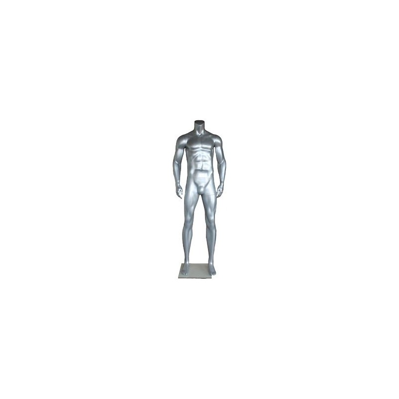 5 ft 11 in Headless Full Body Male Mannequin Matte Silver STM052-ST