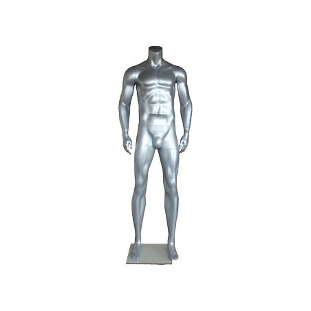 5 ft 11 in Headless Full Body Male Mannequin Matte Silver STM052-ST