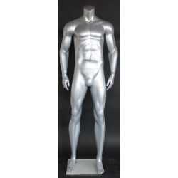 5 ft 11 in Headless Full Body Male Mannequin Matte Silver STM052-ST