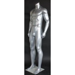 5 ft 11 in Headless Full Body Male Mannequin Matte Silver STM052-ST