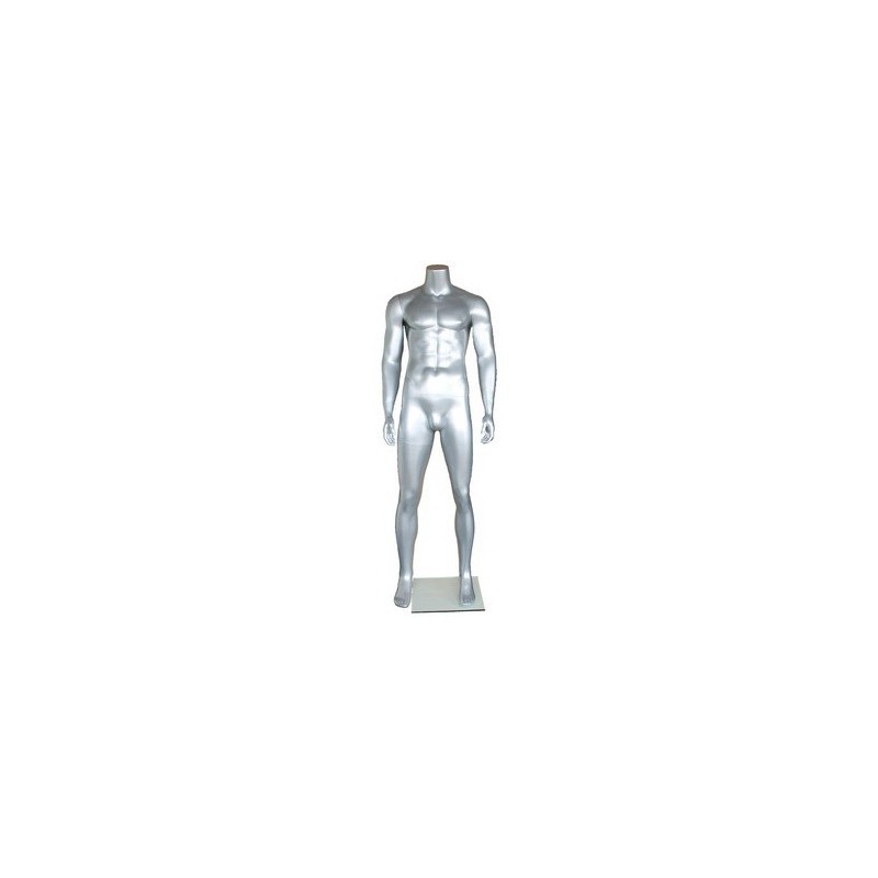 5 ft 9 in Headless Full Body Male Mannequin Matte Silver STM051-ST