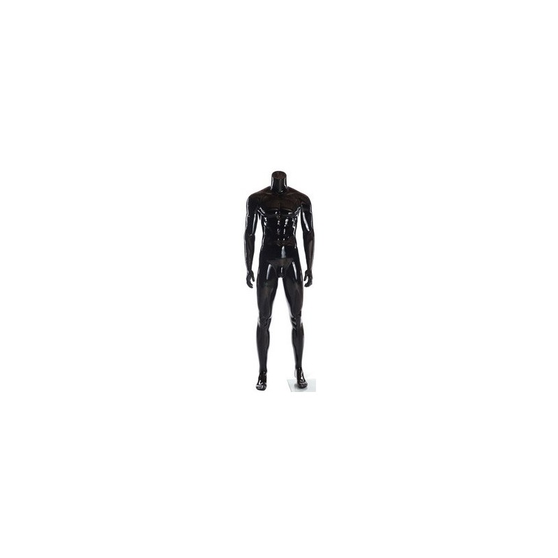 Glossy Black 5 ft 9 in Headless Full Body Male Mannequin STM051-HB