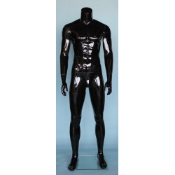 Glossy Black 5 ft 9 in Headless Full Body Male Mannequin STM051-HB