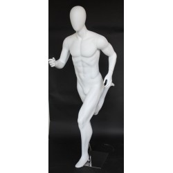 5 ft 11 in Egg head Matte white finish Running Male Mannequin