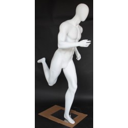 5 ft 11 in Egg head Matte white finish Running Male Mannequin