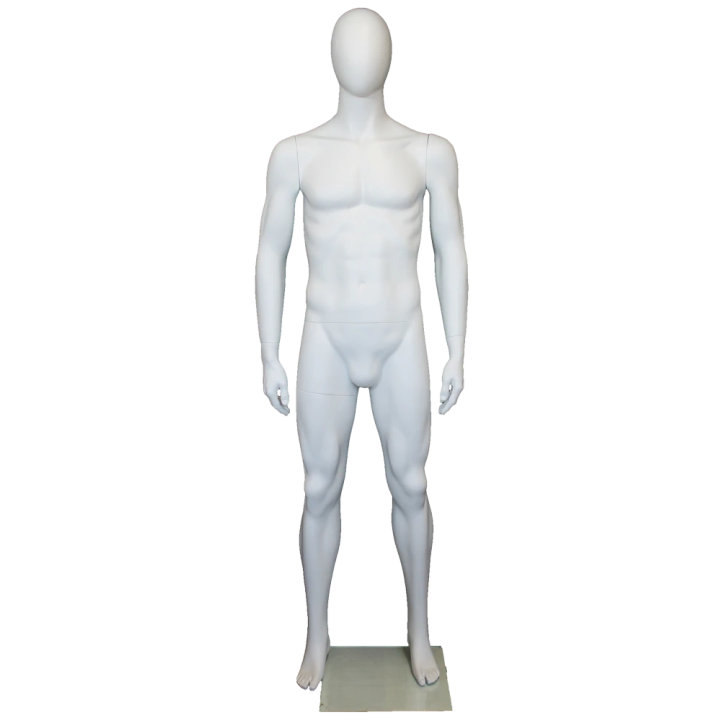 6 ft 2 in Male Mannequin Large size Egg head Matte white -SFM68E-WT
