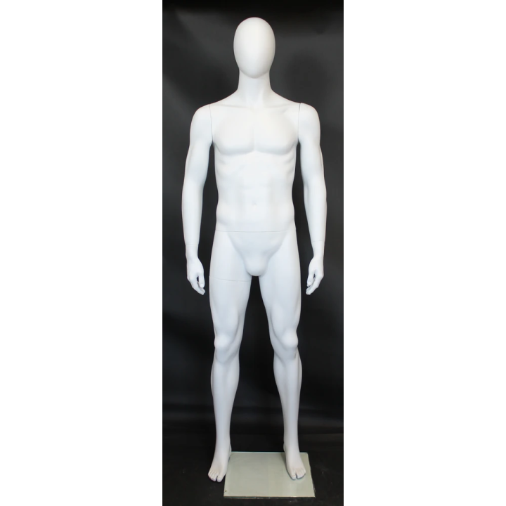 6 ft 2 in Male Mannequin Large size Egg head Matte white -SFM68E-WT