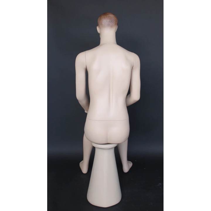USED-4 ft 8 in Sitting Male Mannequin Face Makeup Flesh Tone -SFM74-FT