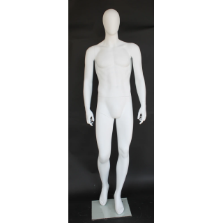 USED 6 ft 3 in Male Mannequin Egg head Matte white -SFM41E-WT