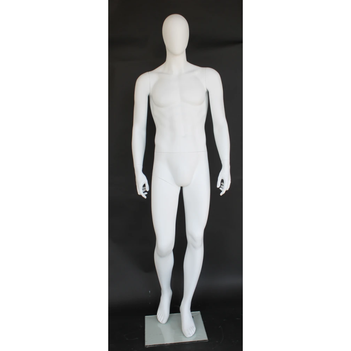 USED 6 ft 3 in Male Mannequin Egg head Matte white -SFM41E-WT