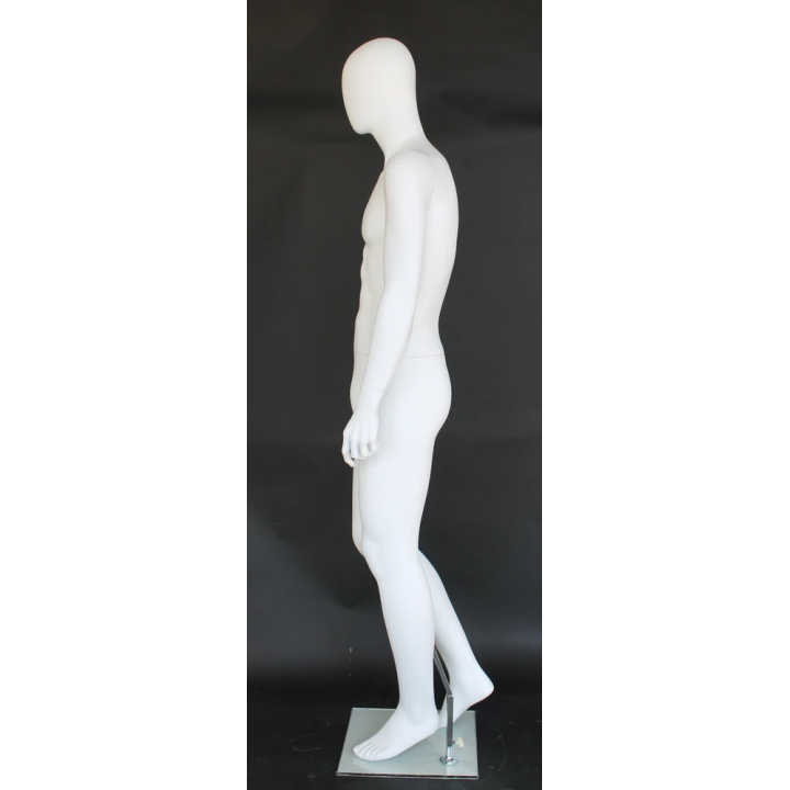 USED 6 ft 3 in Male Mannequin Egg head Matte white -SFM41E-WT