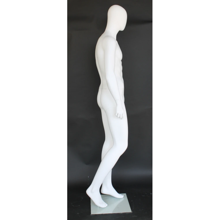 USED 6 ft 3 in Male Mannequin Egg head Matte white -SFM41E-WT