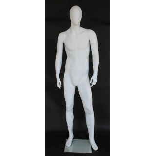 USED 6 ft 3 in Male Mannequin Egg head Matte white -SFM42E-WT