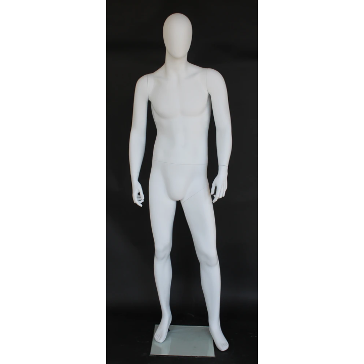 USED 6 ft 3 in Male Mannequin Egg head Matte white -SFM42E-WT