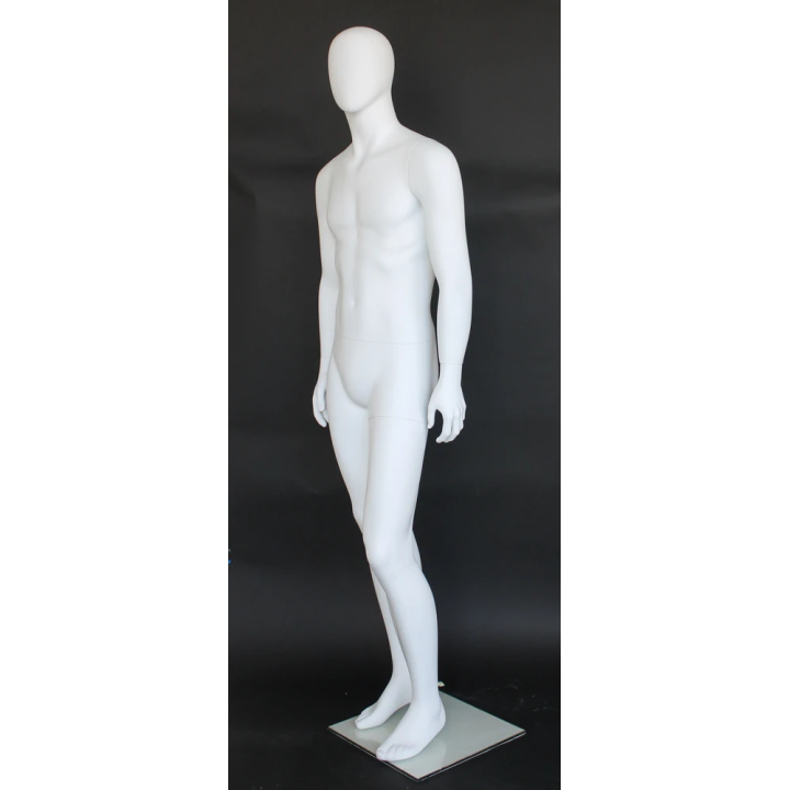 USED 6 ft 2 in Egg head Male Mannequin Matte white -SFM61E-WT