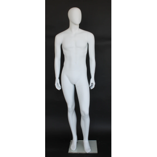 USED 6 ft 2 in Egg head Male Mannequin Matte white -SFM61E-WT