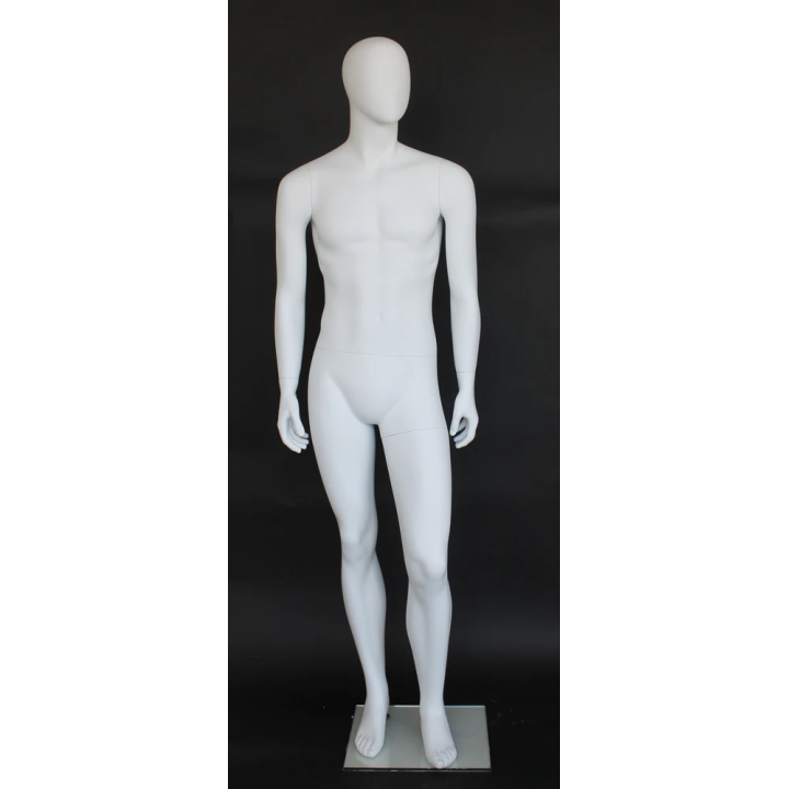 USED 6 ft 2 in Egg head Male Mannequin Matte white -SFM61E-WT