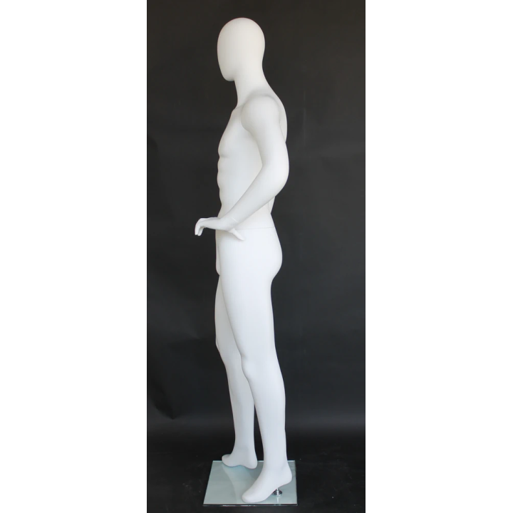 used 6 ft 2 in Male Mannequin Egg head Matte white -SFM64E-WT