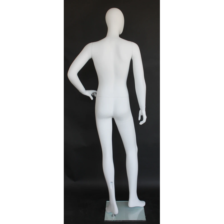 used 6 ft 2 in Male Mannequin Egg head Matte white -SFM64E-WT