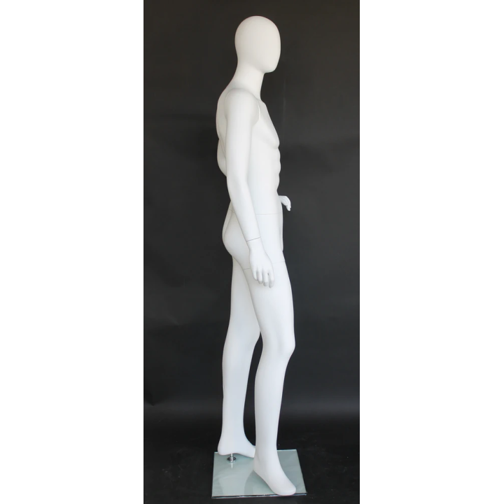 used 6 ft 2 in Male Mannequin Egg head Matte white -SFM64E-WT
