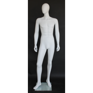 USED-6 ft 2 in Male Mannequin Egg head Matte white -SFM65E-WT