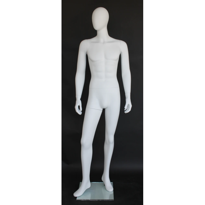USED-6 ft 2 in Male Mannequin Egg head Matte white -SFM65E-WT
