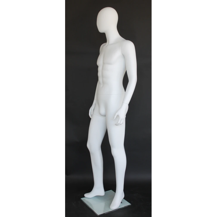 USED-6 ft 2 in Male Mannequin Egg head Matte white -SFM65E-WT