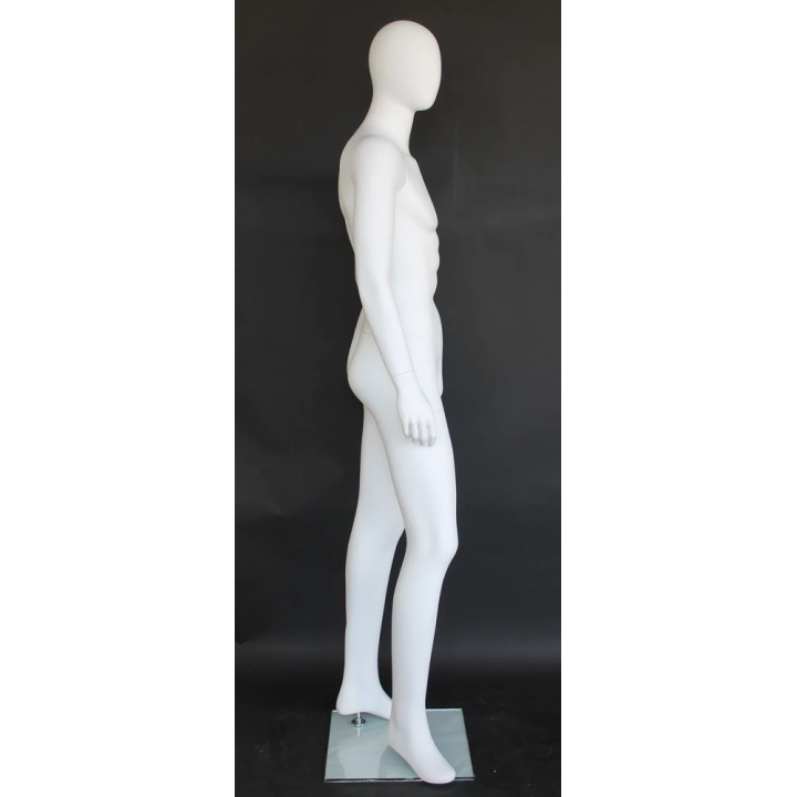 USED-6 ft 2 in Male Mannequin Egg head Matte white -SFM65E-WT