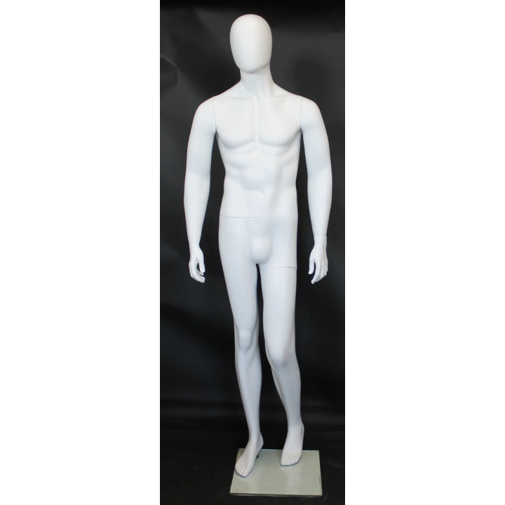 USED 6 ft 2 in Casual Male Mannequin Egg head Matte white -SFM67E-WT