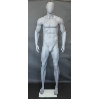 USED 6 ft 4 in Athletic Matte Grey Egg head Male Mannequin  -SFM52E-Grey