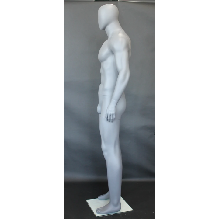 USED 6 ft 4 in Athletic Matte Grey Egg head Male Mannequin  -SFM52E-Grey