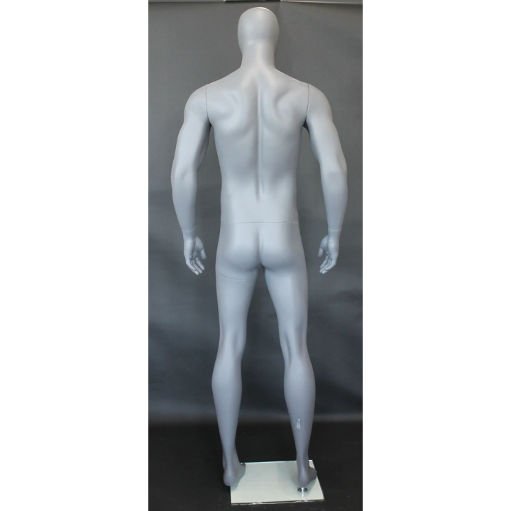 USED 6 ft 4 in Athletic Matte Grey Egg head Male Mannequin  -SFM52E-Grey